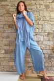 Frame Hopsack Frill Box Top Washed Denim